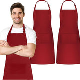 KODENIPR CLUB Bib Apron, Unisex Restaurant Kitchen Aprons with 2 Pockets, Cotton Blended Chef Aprons for Cooking Men BBQ Painting Drawing Craft Plain Adults