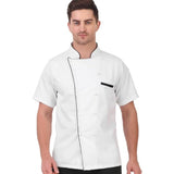 KODENIPR CLUB Royal Series White Chef Coat Black Piping, Half Sleeves, Poly/Cotton, Size