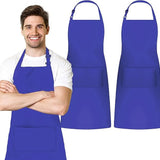 KODENIPR CLUB Bib Apron, Unisex Restaurant Kitchen Aprons with 2 Pockets, Cotton Blended Chef Aprons for Cooking Men BBQ Painting Drawing Craft Plain Adults