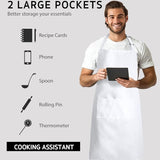KODENIPR CLUB Bib Apron, Unisex Restaurant Kitchen Aprons with 2 Pockets, Cotton Blended Chef Aprons for Cooking Men BBQ Painting Drawing Craft Plain Adults