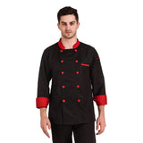 KODENIPR CLUB Men's And Women's Black Chef Casual Style Coat Red Contrast,Poly/Cotton,Size (Xx-Large(44))