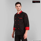 KODENIPR CLUB Men's And Women's Black Chef Casual Style Coat Red Contrast,Poly/Cotton,Size (Xx-Large(44))