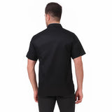 KODENIPR CLUB Royal Series White Chef Coat Black Piping, Half Sleeves, Poly/Cotton, Size