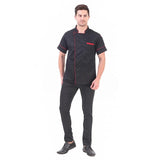 KODENIPR CLUB Royal Series White Chef Coat Black Piping, Half Sleeves, Poly/Cotton, Size