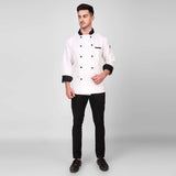 KODENIPR CLUB Men's And Women's Casual Style White Chef Coat Black Contrast,Polycotton,Size (Medium(38))