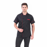 KODENIPR CLUB Royal Series White Chef Coat Black Piping, Half Sleeves, Poly/Cotton, Size