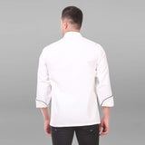 KODENIPR CLUB Traditional White Chef Coat Black Piping, Poly/Cotton,Size (X-Large(42)