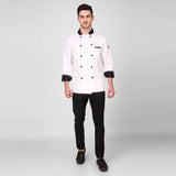 KODENIPR CLUB Men's And Women's Casual Style White Chef Coat Black Contrast,Polycotton,Size (Medium(38))