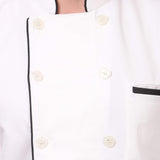 KODENIPR CLUB Traditional White Chef Coat Black Piping, Poly/Cotton,Size (X-Large(42)