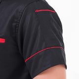 KODENIPR CLUB Royal Series White Chef Coat Black Piping, Half Sleeves, Poly/Cotton, Size