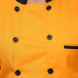 KODENIPR CLUB Men's and Women's Poly-Cotton Black Collar Chef Coat - Size X-Large 42 (Yellow)