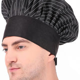 KODENIPR CLUB Adjustable Mens Womens Hotel Cafe Restaurants Catering Cooking Chef Cap Hat for Kitchen,(Black Chalk Stripe)