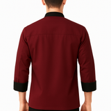 KODENIPR CLUB Men's Maroon Chef Coat Black Contrast (Large(40)
