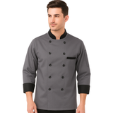 Kodenipr Club Men's and Women's Grey Chef Coat Black Contrast (Medium(38))
