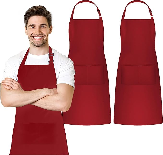 KODENIPR CLUB Bib Apron, Unisex Restaurant Kitchen Aprons with 2 Pockets, Cotton Blended Chef Aprons for Cooking Men BBQ Painting Drawing Craft Plain Adults