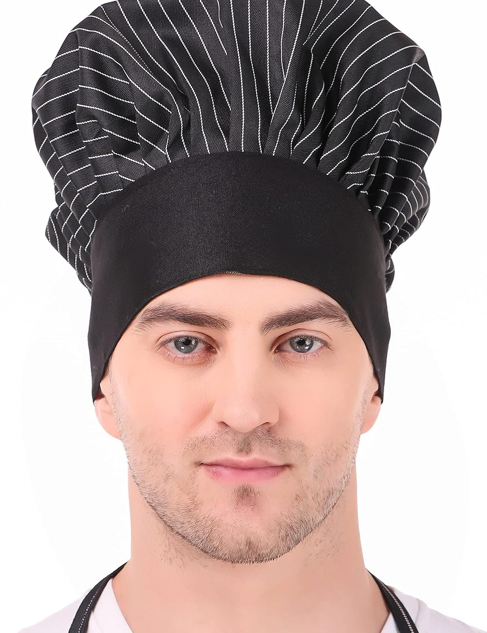 KODENIPR CLUB Adjustable Mens Womens Hotel Cafe Restaurants Catering Cooking Chef Cap Hat for Kitchen,(Black Chalk Stripe)