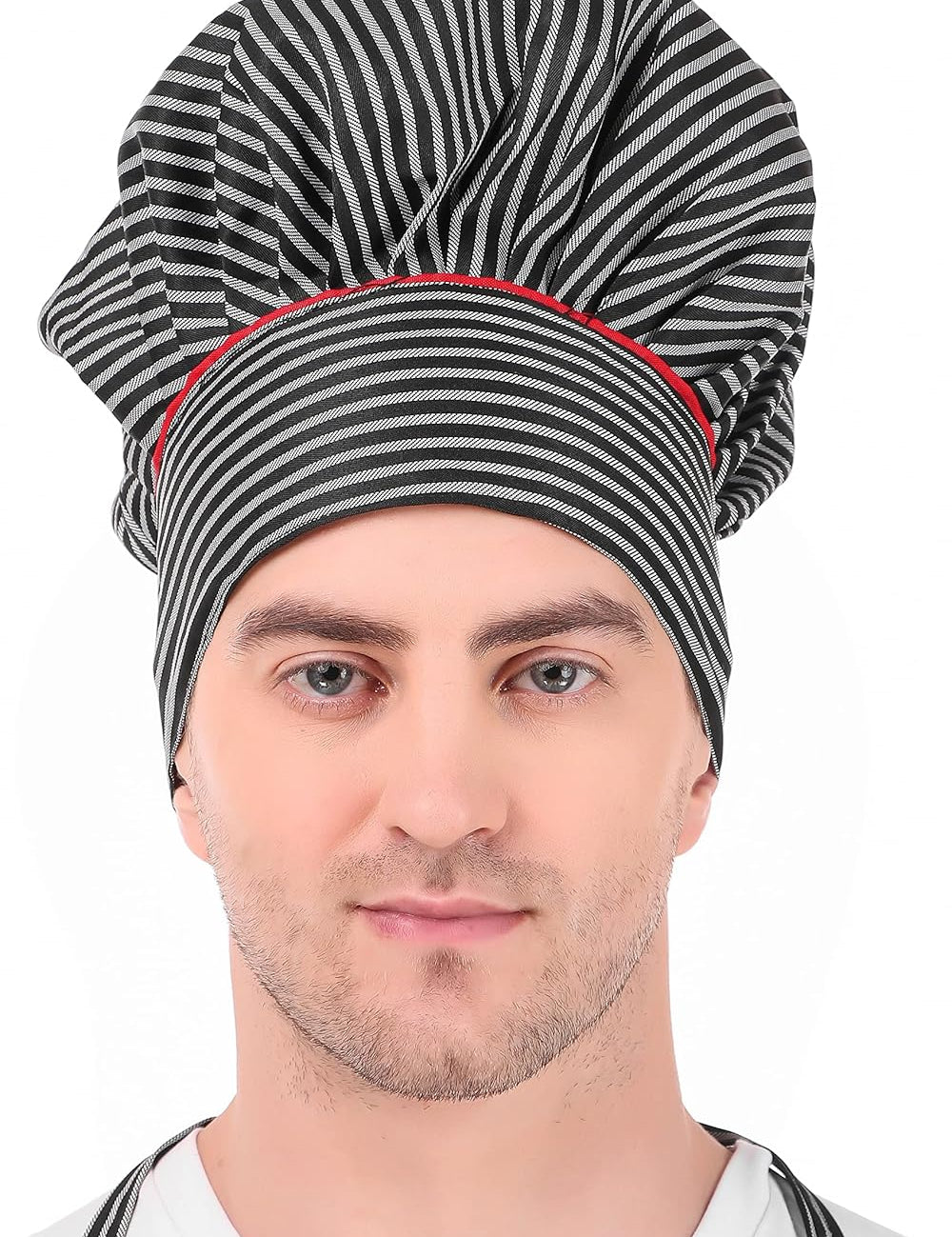 KODENIPR CLUB Adjustable Mens Womens Hotel Cafe Restaurants Catering Cooking Chef Cap Hat for Kitchen,(Black Chalk Stripe)