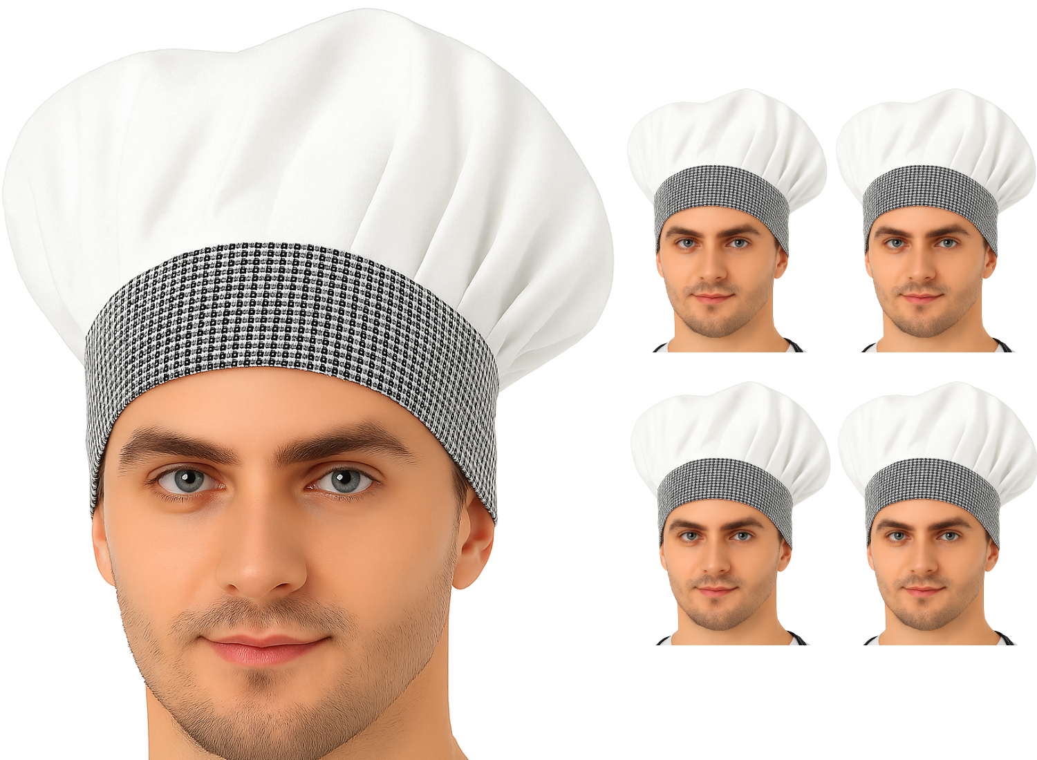 KODENIPR CLUB Adjustable Mens Womens Chef Cap Hat Cooking Kitchen Cap/Check/