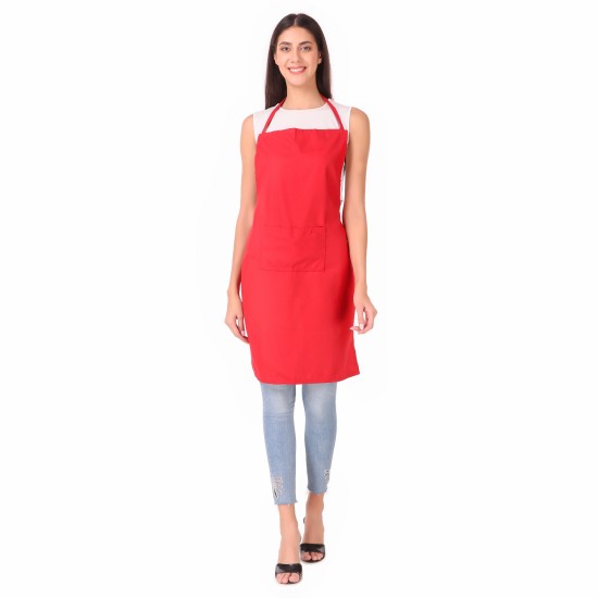 Mens and Womens Chef Cooking Kitchen Apron (Red)