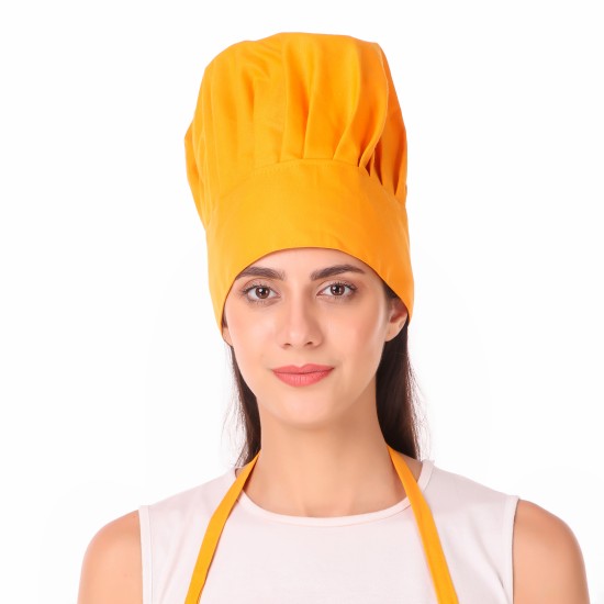 Adjustable Men's Women's Cooking Chef Cap Hat for Kitchen/Plain/ (Yellow)