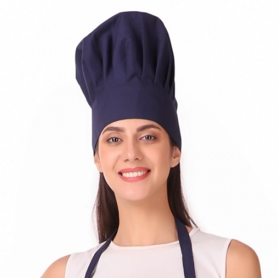 Adjustable Men's Women's Cooking Chef Cap Hat for Kitchen/Plain/ (Navy Blue)