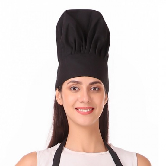 Adjustable Men's Women's Cooking Chef Cap Hat for Kitchen/Plain/ (Black)