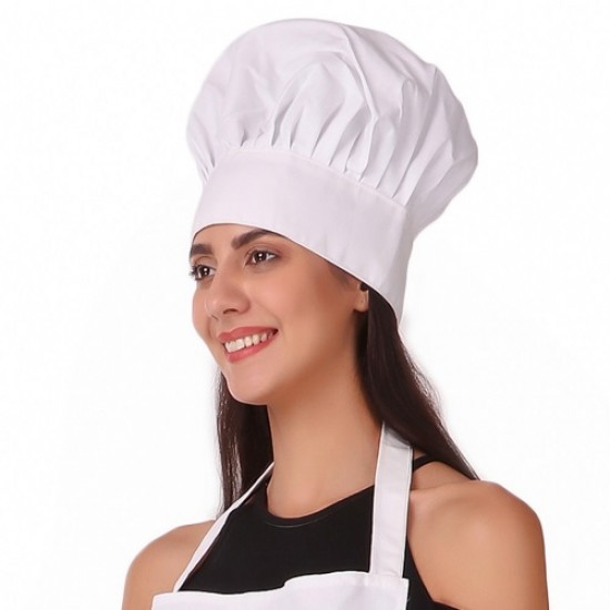 Adjustable Men's Women's Cooking Chef Cap Hat for Kitchen/Plain/ (White)