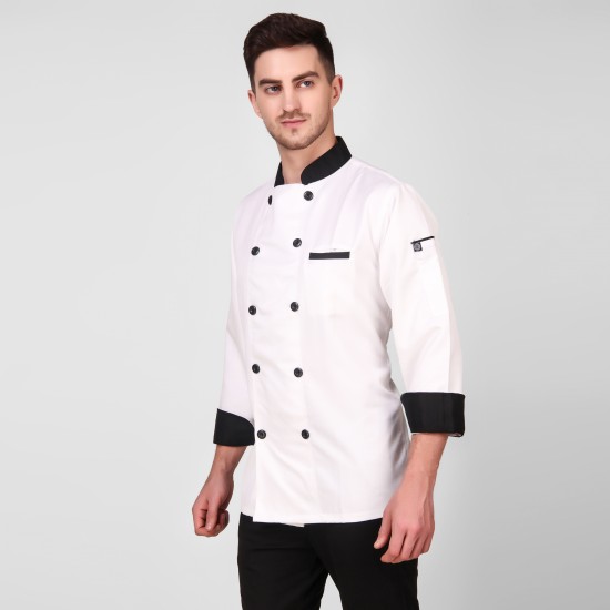 White Chef Coat Black Collar