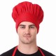 Mens Womens Hotel Cafe Restaurants Catering Cooking Kitchen Chef Apron With Chef Cap Hat (Red)