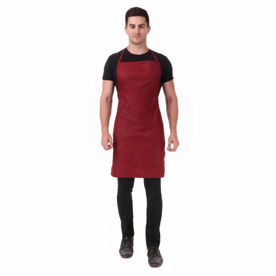 Mens and Womens Chef Cooking Kitchen Apron (Maroon)