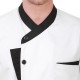 White Chef Coat Black Contrast, Spliced, Half Sleeves
