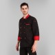 Black Chef Coat Red Collar, Full Sleeves