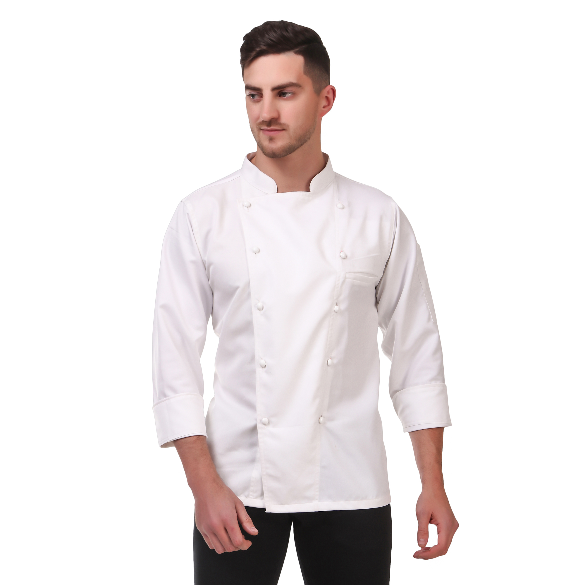 Polycotton Long Sleeved Chefs Jacket with Buttons & Pen Pocket 32" 58" White 